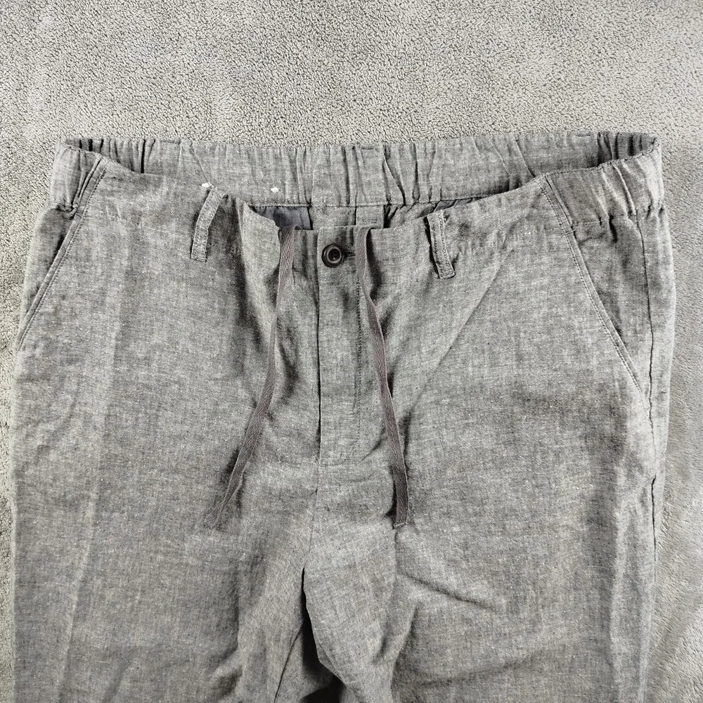 NWOT UNIQLO Chino Pants Men's XL Gray Linen Blend Chambray Flat Front